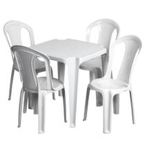 Conjunto Mesa Com 4 Cadeiras Plasticas Bistro Giovana Branca Sem Braco Cap150kg - Duo