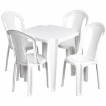 Conjunto Mesa Com 4 Cadeiras Plasticas Bistro Giovana Branco - Duo
