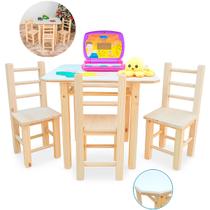 Conjunto Mesa Com 4 Cadeiras Premium Colorida Infantil De Madeira