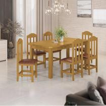 Conjunto Mesa Com 6 Cadeiras Com Estofado material sintético Marrom 160cm Marrom Safira Shop Jm