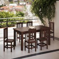 Conjunto Mesa Com 6 Cadeiras Em Madeira Maciça 160cm Castanho Stone Shop Jm