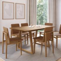 Conjunto Mesa com 6 Cadeiras Madeira Maciça Tampo Laminado material sintético Sala de Jantar Noruega