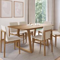 Conjunto Mesa com 6 Cadeiras Madeira Maciça Tampo Laminado Sala de Jantar Noruega