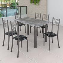 Conjunto Mesa com 6 Cadeiras Tampo de Granito Topázio Sara Yescasa
