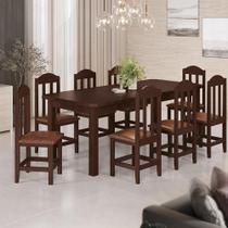 Conjunto Mesa Com 8 Cadeiras Com Estofado material sintético Marrom 200cm Castanho Safira Shop Jm