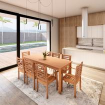 Conjunto Mesa com 8 Cadeiras Empilháveis Madeira Maciça
