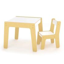 Conjunto Mesa Com Cadeira Montessori Em Madeira MDF, Junges, Cadeirinha, Mesinha, Crianças Até 35kg