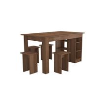 Conjunto Mesa com Nichos e 4 Bancos - Nova Mobile - Montana