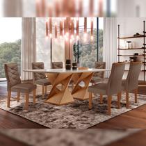 Conjunto Mesa com Vidro e 6 Cadeiras 170cmx90cm Barcelona