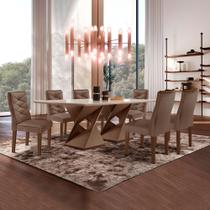 Conjunto Mesa com Vidro e 6 Cadeiras 170cmx90cm Barcelona Yescasa