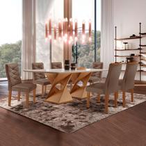 Conjunto Mesa com Vidro e 6 Cadeiras 170cmx90cm Barcelona Yescasa