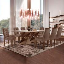 Conjunto Mesa com Vidro e 8 Cadeiras 200cmx90cm Barcelona Yescasa Conjunto Mesa com Vidro e 8 Cadeiras 200cmx90cm Barcelona Yescasa