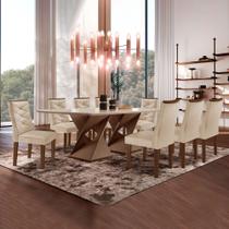 Conjunto Mesa com Vidro e 8 Cadeiras 200cmx90cm Barcelona Yescasa