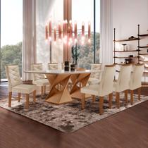 Conjunto Mesa com Vidro e 8 Cadeiras 200cmx90cm Barcelona Yescasa