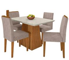 Conjunto mesa cozinha 4 cadeiras tampo vidro temperado 90x90