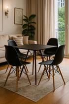 Conjunto Mesa Cozinha Sala Jantar Eiffel Eames 80cm Quadrada com 4 Cadeiras Eiffel Elegante