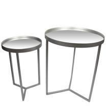 Conjunto Mesa De Apoio E Lateral Espelhada Prata - D'rossi Conjunto Mesa De Apoio E Lateral Espelhada Prata - D'rossi