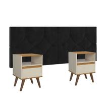 Conjunto Mesa De Cab Com Gaveta Cabeceira Estofada Box Para Cama Casal Conjunto Mesa De Cab Com Gaveta Cabeceira Estofada Box Para Cama Casal