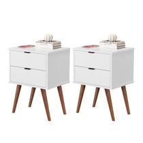 Conjunto Mesa de Cabeceira 2 Gavetas Geraldine Branco