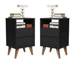 Conjunto Mesa de cabeceira 2 gavetas retrô pés palitos -Lotus- CM Conjunto Mesa de cabeceira 2 gavetas retrô pés palitos -Lotus- CM