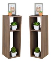 Conjunto Mesa De Cabeceira 20x20x60cm Nogal Quarto Sala Conjunto Mesa De Cabeceira 20x20x60cm Nogal Quarto Sala