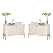 Conjunto Mesa de Cabeceira Albania Off White Bronze