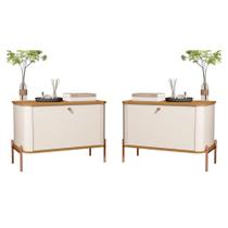 Conjunto Mesa de Cabeceira Albania Off White Nature Bronze