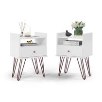 conjunto mesa de cabeceira bill estilo industrial 1 gaveta