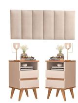 Conjunto Mesa de cabeceira com cabeceira retrô pés palito - Pop - Varias cores