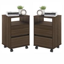 Conjunto Mesa de Cabeceira com Rodízios Nadi Marrom