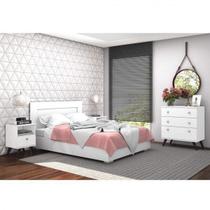 Conjunto Mesa de Cabeceira e Cômoda 3 Gavetas Lyz Espresso Móveis Branco