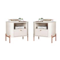 Conjunto Mesa de Cabeceira Malta Off White Bronze