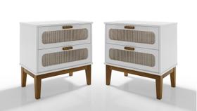 conjunto mesa de cabeceira santorini pes de madeira 60cm branco conjunto mesa de cabeceira santorini pes de madeira 60cm branco