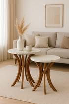 Conjunto Mesa de Canto Cálice Sofá Sala Quarto 40 e 60 cm de altura Branco