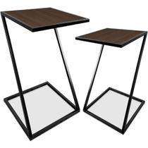 Conjunto Mesa De Canto Industrial Dupla Lateral Sieger Decoração Para Sala Preto e Villandry Conjunto Mesa De Canto Industrial Dupla Lateral Sieger Decoração Para Sala Preto e Villandry