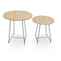 Conjunto Mesa de Canto Lateral Amsterdã Dupla Redonda Prata e Jade