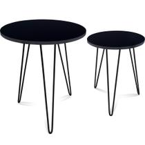 Conjunto Mesa De Canto Lateral Dupla Cambridge Tripé Preto e Preto Conjunto Mesa De Canto Lateral Dupla Cambridge Tripé Preto e Preto