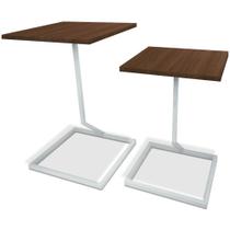 Conjunto Mesa de Canto Lateral Square Dupla Quadrada Branco e Villandry Conjunto Mesa de Canto Lateral Square Dupla Quadrada Branco e Villandry