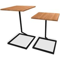 Conjunto Mesa de Canto Lateral Square Dupla Quadrada Preto e Jade Conjunto Mesa de Canto Lateral Square Dupla Quadrada Preto e Jade