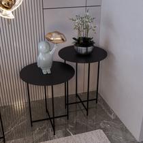 Conjunto Mesa de Canto Rome 57cm X 45cm X 45cm Preto