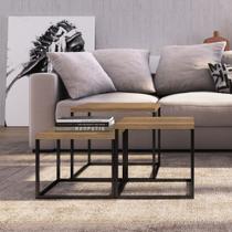 Conjunto Mesa de Centro Cube 3 peças Estrutura Metálica Freedom Móvel na Caixa