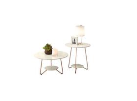 Conjunto Mesa De Centro E Apoio Liz Off White EJ Móveis