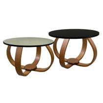 Conjunto Mesa de Centro e Lateral Pés Cebola Composê Espelhada