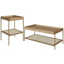 Conjunto Mesa De Centro E Mesa Lateral Para Sala Industrial Indy A03 Hanover Dourado