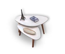 Conjunto Mesa de Centro Orgânica Paris Off White - Demoglass