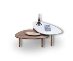 Conjunto Mesa de Centro Orgânica Paris Wood White Conjunto Mesa de Centro Orgânica Paris Wood White