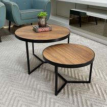 Conjunto Mesa de Centro Redonda Dallas Amadeirado Conjunto Mesa de Centro Redonda Dallas Amadeirado