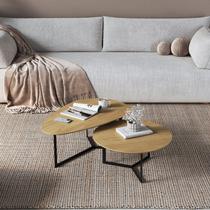 Conjunto Mesa de Centro Trento Organica e Redonda 35cm X 90cm X 60cm - 30cm X 67cm X 67cm