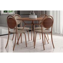 Conjunto: Mesa de Cozinha 1588 c/ Tampo Madeirado 100cm e 4 Cadeiras 1738 Freijo/Rose - Cobre/Linho Areia/material sintético Carame - Carraro Conjunto: Mesa de Cozinha 1588 c/ Tampo Madeirado 100cm e 4 Cadeiras 1738 Freijo/Rose - Cobre/Linho Areia/material sintético Carame - Carraro