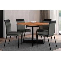 Conjunto: Mesa de Cozinha Átria 1593 Aço c/ Tampo Madeirado 90x90cm e 4 Cadeiras Duo Preto/Nogal - Preto/Grafite - Preto - Carraro Conjunto: Mesa de Cozinha Átria 1593 Aço c/ Tampo Madeirado 90x90cm e 4 Cadeiras Duo Preto/Nogal - Preto/Grafite - Preto - Carraro